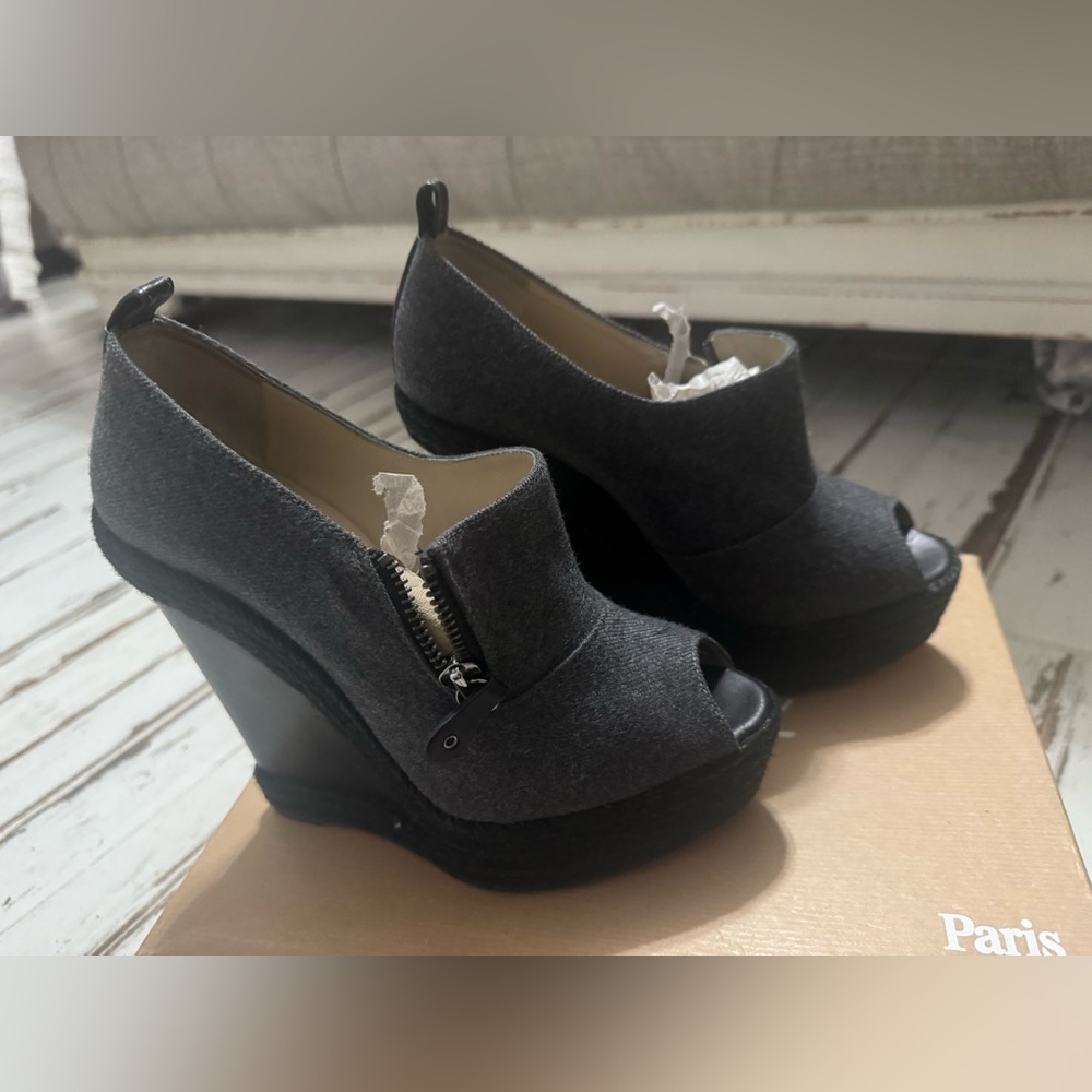Christian Louboutin Grey Peep-Toe Platform